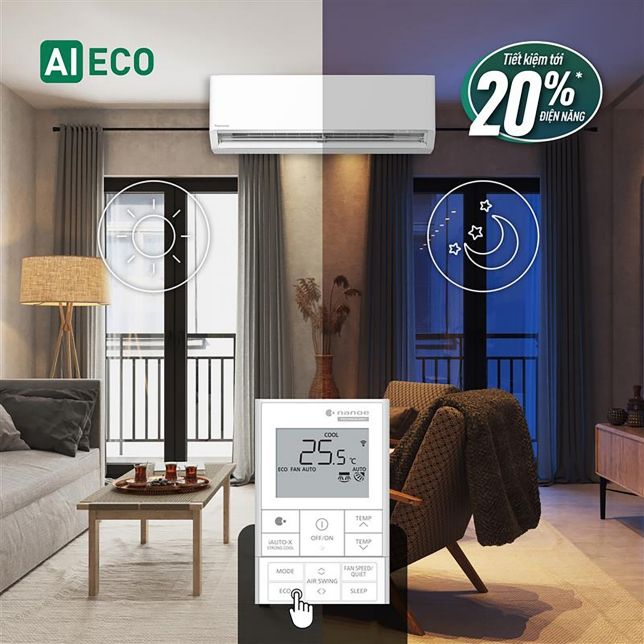 ECO AI có trên dòng điều hòa cao cấp Panasonic XU24BKH-8 sử dụng trí tuệ nhân tạo
